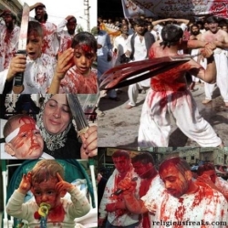 Arab Muslim Shia flaggelate themselves and their children on the Day of Ashura (death of grandson of Muhamad)